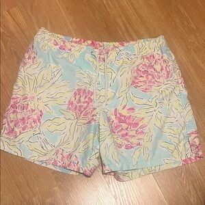 Vintage men’s Lilly Pulitzer Pink blue and Yellow Floral Swim Trunks small